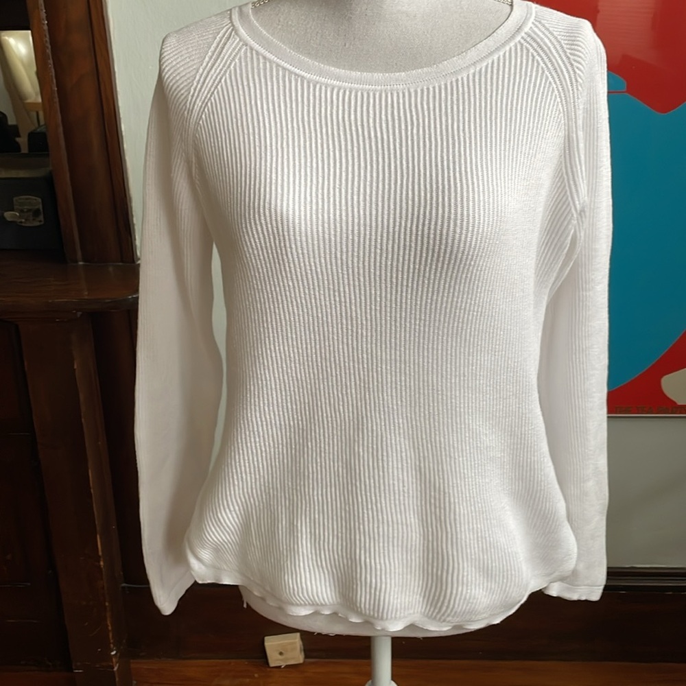 Italian knit white long-sleeved top, size IT 44